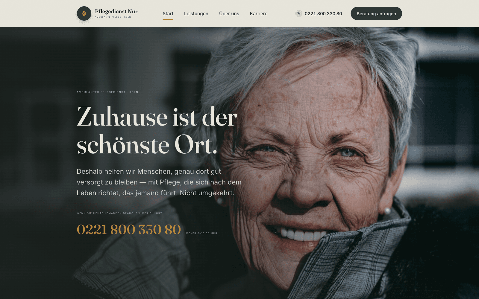 Pflegedienst Nur — Pflege & Gesundheit Website von Hypex Media