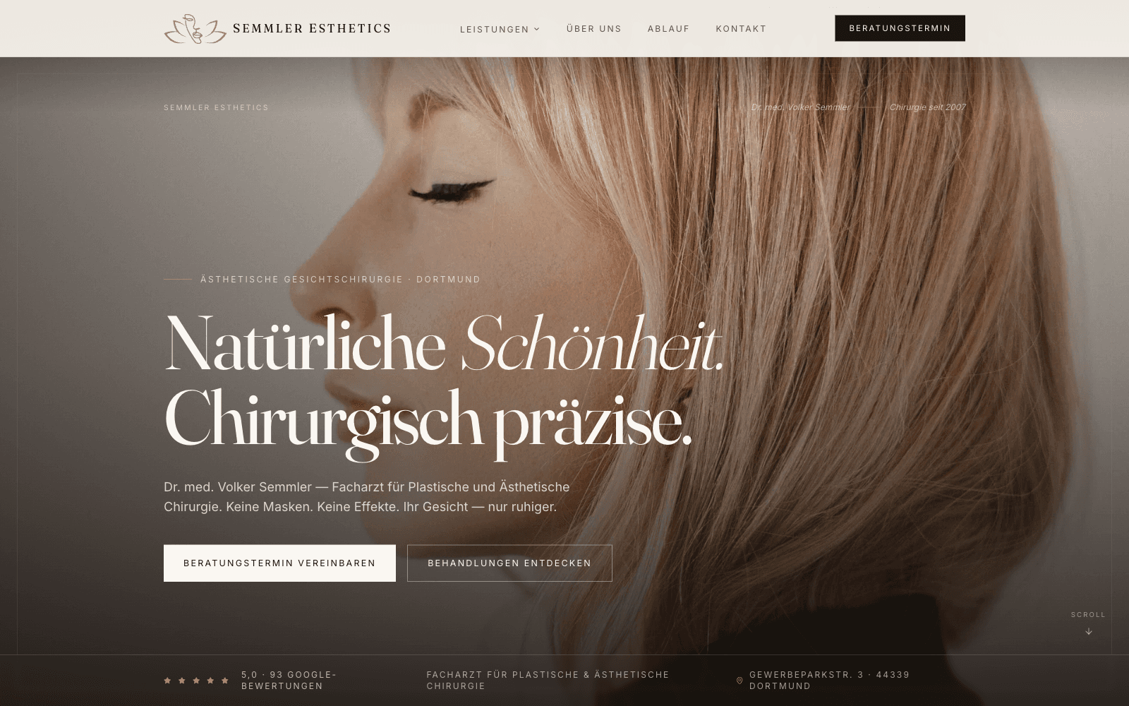 Semmler Esthetics — Beauty & Ästhetik Website von Hypex Media