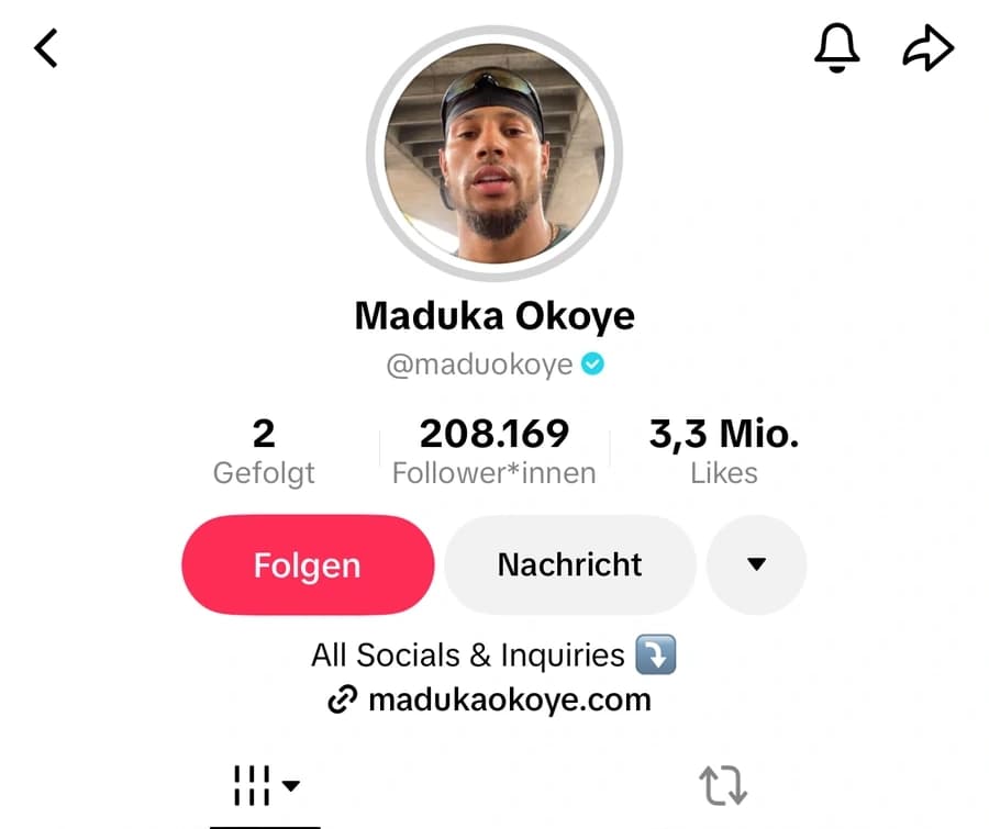 Maduka Okoye nach der Verifizierung